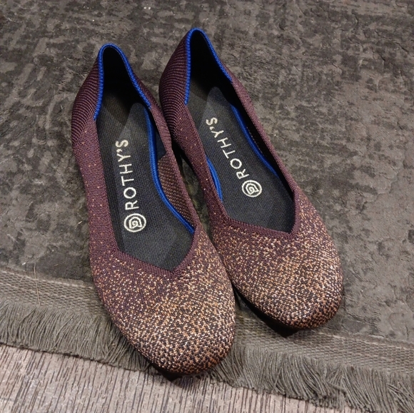 Rothy’s Eggplant Metallic The Flat Round Toe Shoes - Women’s  Retired Rare - Picture 4 of 6
